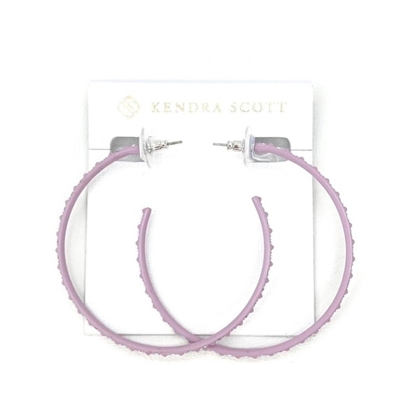 Kendra Scott Val Hoop Earrings Lilac Matte Iridescent Crystal Lavender New NWT - Picture 1 of 6
